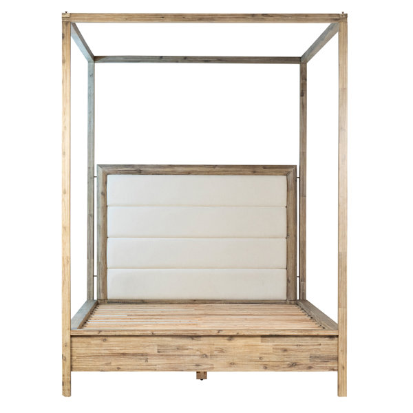 Dovetail Furniture Juliette Light Wash Acacia Upholstered Headboard